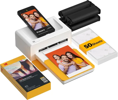 KODAK Dock Plus 4PASS Impresora fotográfica instantánea, impresora de imágenes portátil de 4 x 6 pulgadas, Bluetooth y Dock 2 en 1, impresora para