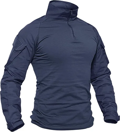 Miniatura 9 de TACVASEN Camisa táctica de manga larga para hombre, con cremallera de 1/4, con bolsillos, para paintball, militar, Airsoft, transpirable
