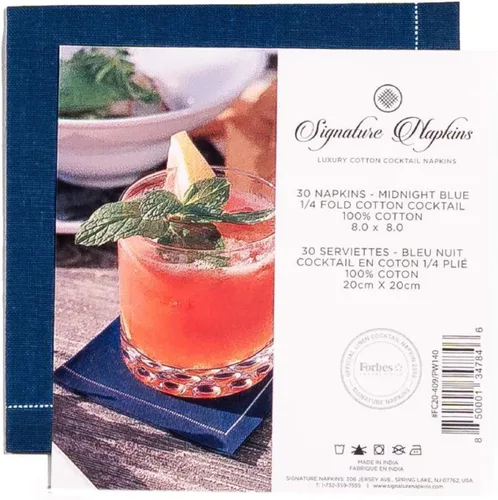 Miniatura 4 de Five Star Napkins Servilletas plegables de algodón para cóctel, bebidas, postres, bares, fiestas, eventos, vacaciones, bodas, fiestas, 8 x 8 Azul