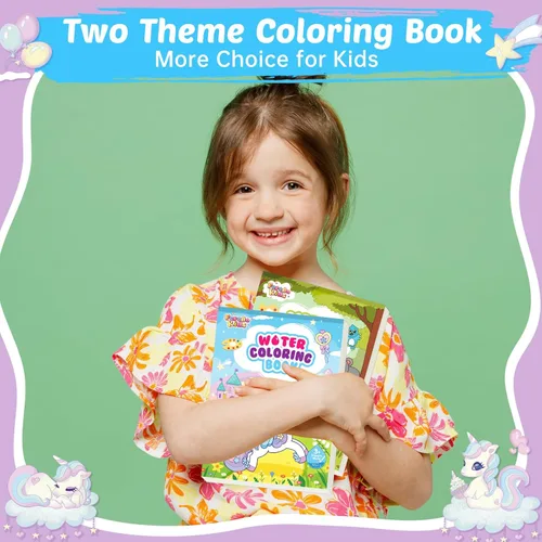 Miniatura 4 de Sets de pinturas acuarela para niños: 2 paquetes de libro para colorear con pintura de agua para niños de 4 a 8 años, kits de papel para dibujar sin