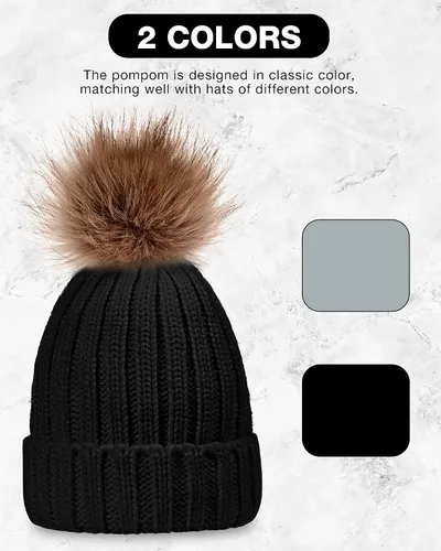 Miniatura 4 de Juego de 4 gorros de invierno para mujer, gorro de punto, guantes para pantalla táctil