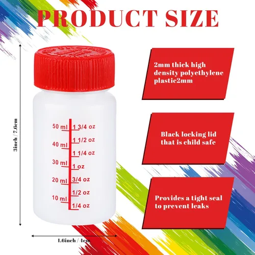 Miniatura 2 de Mumufy 60 botellas de pintura de retoque con pincel y tapa, botella vacía de retoque con bolas mezcladoras, capacidad de líquido de 2 onzas, Rojo
