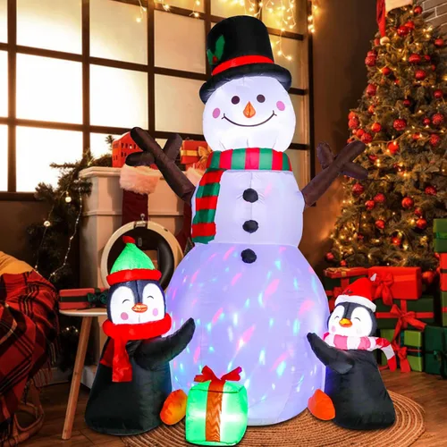 Miniatura 10 de Letrero de 7.5 pies "Santa Stop Here" Hombre de Jengibre Inflable de Navidad con Luces LED, Decoraciones Inflables para Patio Exterior, Césped