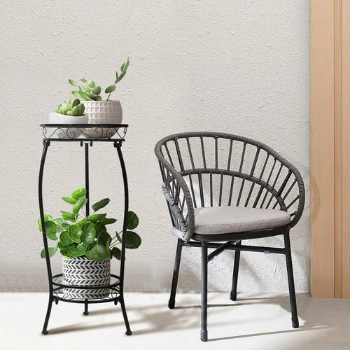 Miniatura 7 de Soporte para plantas para interiores y exteriores, 2 niveles y 27 pulgadas de alto, soporte de metal para maceta, soporte para macetas, estante