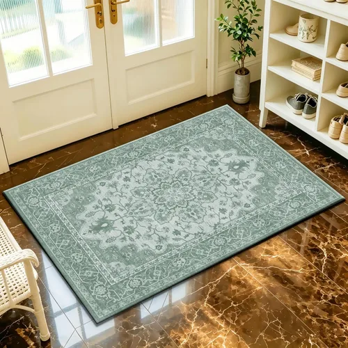 Miniatura 62 de Ukeler - Alfombra rústica con diseño floral para sala, dormitorio, comedor, Country rústico, Azul (luxury blue)