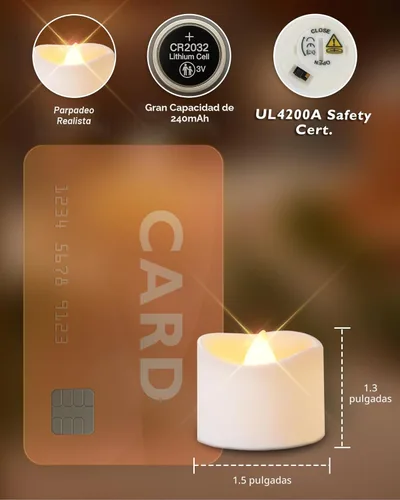 Miniatura 5 de Homemory Velas de té con temporizador que funcionan con pilas, temporizador de 6 horas integrado, encendido automático diario, velas votivas LED sin