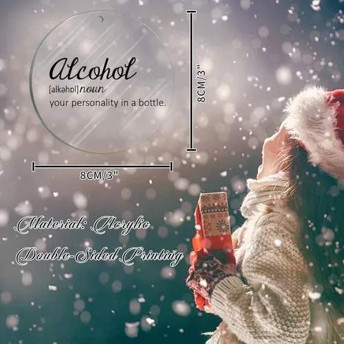 Miniatura 2 de Definición de sustantivo de alcohol, adorno acrílico de Navidad, decoración de árbol de Navidad, definición divertida, adorno de árbol de Navidad