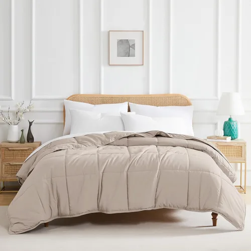 Edredón ligero Southshore Fine Linens Vilano Springs, Microfibra, Bone, Full/ Queen Hueso