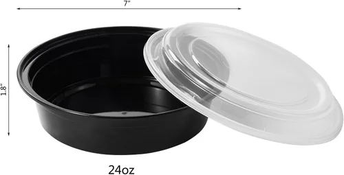 Miniatura 2 de FULING - Envases de almacenamiento de comida para preparar comidas, 50 unidades, 24 onzas, redondos, con tapas, para llevar, caja de plan