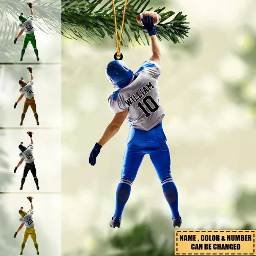 Miniatura 3 de Adorno de fútbol americano personalizado, nombre y número personalizados, adorno 2D de forma plana, regalo para jugadores de fútbol y amantes