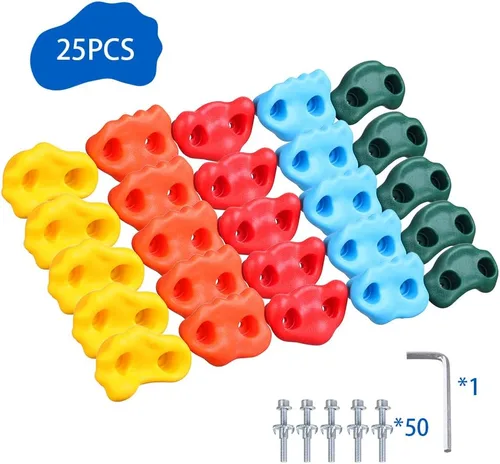 Miniatura 6 de 25 soportes para escalada en roca para niños escaladores con herrajes, pared de roca sostiene agarres de pared de roca para juegos en interiores