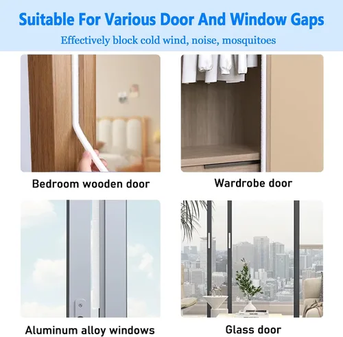 Miniatura 2 de Sello de cepillo de puerta de 33 pies, burlete de fieltro para puertas, burlete para ventanas de gabinete, bloqueador de corrientes de aire Blanco