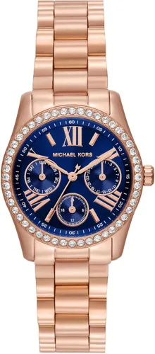 Michael Kors Lexington Lux - Reloj de pulsera de acero inoxidable multifunción en tono oro rosa para mujer