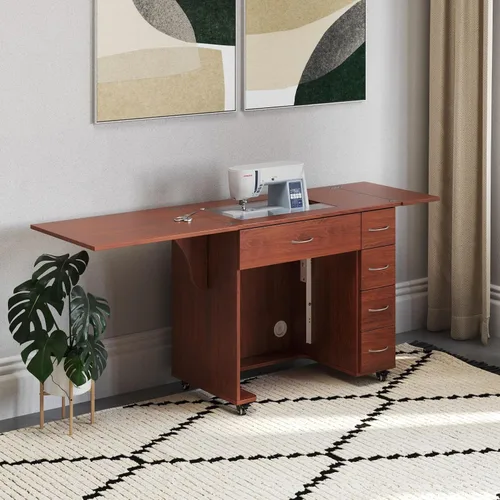 Miniatura 2 de Arrow - Muebles de costura clásicos Alice - Armario de costura compacto de tamaño mediano con elevador hidráulico de máquina, cajones, hojas