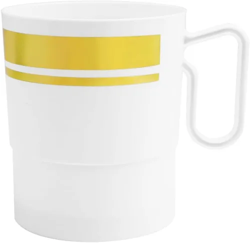 Miniatura 12 de Party Essentials Taza de café de plástico duro de 8 onzas con asa, 20 unidades, color negro bistró