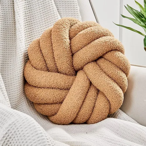 Miniatura 19 de Uvvyui Almohadas de Nudo, Almohadas Decorativas de 14 Pulgadas, Almohadas Redondas, Cojín Suave Hecho a Mano, Almohada de Bola Anudada, Cojín