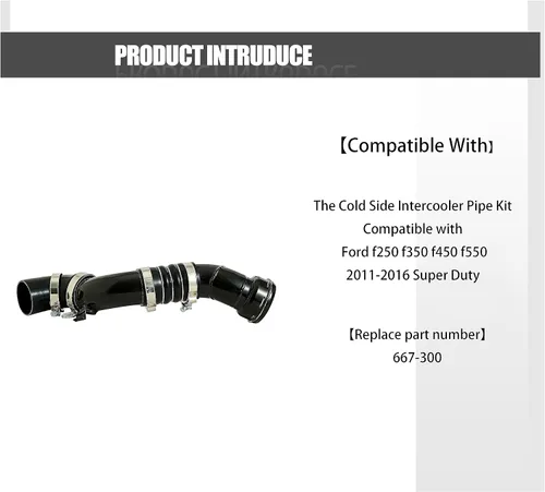Miniatura 3 de Kit de tubos de intercooler lateral frío compatible con Ford F250 F350 F450 F550 Super Duty 2011-2016 6.7L V8 Diesel Reemplaza 667-300 (667-300)