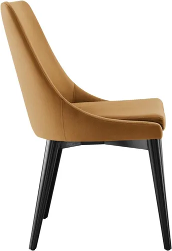 Miniatura 6 de Modway Viscount - Silla de comedor moderna de terciopelo de 19 pulgadas en negro/marrón coñac