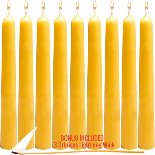 Miniatura 7 de Velas cónicas de cera de abejas, hechas a mano, de 12 pulgadas, hechas de cera de abejas de grado cosmético pura natural triple filtrada con una