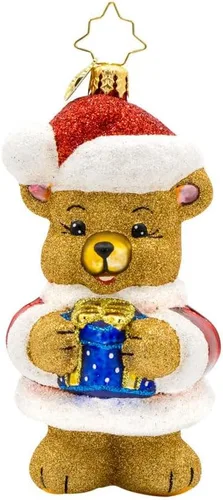 Christopher Radko Adorno decorativo de cristal europeo hecho a mano para árbol de Navidad, regalo especial de oso Tiny Teddy Drummer Boy