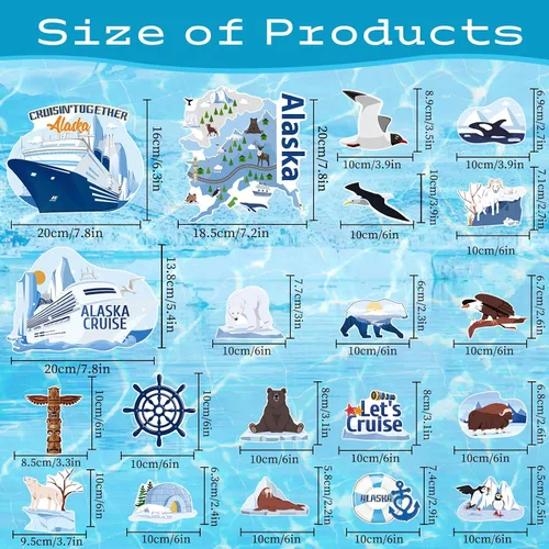 Miniatura 2 de Decoraciones Magnéticas para Puerta de Crucero de Alaska - Wxiben 20 Piezas Imanes para Puerta con Temática de Alaska Animales Árticos Decoraciones