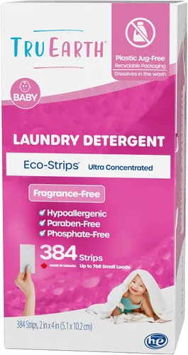 Miniatura 14 de Tru Earth Hojas de detergente compacto para ropa seco, sin perfume, hasta 768 cargas (384 unidades), sin parabenos, detergente sin líquido Eco-Strip