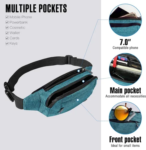 Miniatura 2 de WATERFLY Riñonera de Cintura: Bolso Pequeño de Cadera, Riñonera, Bolso de Fanny, Paquete de Fanny, Riñonera, Bolso de Cintura, Riñonera, Bolso