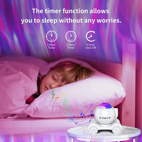 Miniatura 3 de ENOKIK Proyector de Luces del Norte, Proyector de Estrellas Aurora con Altavoz Bluetooth Integrado, Máquina de Ruido Blanco para Niños y Adultos