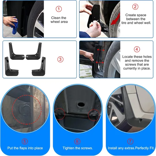 Miniatura 7 de BDFHYK Guardabarros 4 Piezas Guardabarros Delanteros y Traseros Compatibles con Ford Fusion 2013-2018 Sin Guardabarros OEM