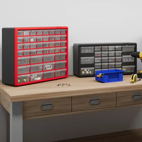 Miniatura 12 de Repisa para almacenamiento de piezas, de plástico, con 26 cajones Akro-Mils 10126REDBLK20, de 20 pulgadas x 10-1/4 pulgadas x 6-3/8 pulgadas, rojo