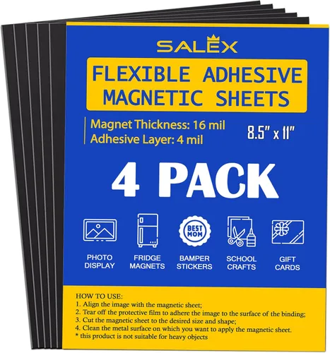 Miniatura 13 de Imanes para tarjetas de visita despegar y pegar de 2 x 3.5 pulgadas, 50 hojas magnéticas fuertes con respaldo adhesivo para hacer imanes flexibles