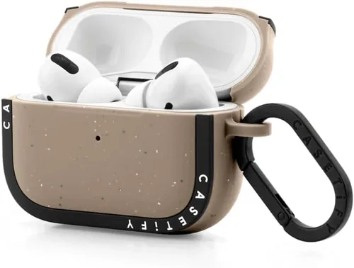 Miniatura 3 de CASETiFY AirPods Pro (1ª/2ª Gen) Estuche Bounce con Anillo [Colaboración Frozen] - Copo de Nieve de Anna - Taupe Mate