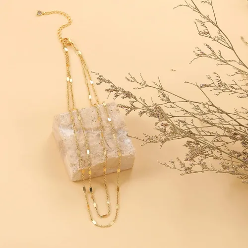 Miniatura 6 de Tewiky Collar de cadena de oro para mujer, chapado en oro de 14 quilates, collar de cadena de oro delicado, gargantilla de oro simple, collar