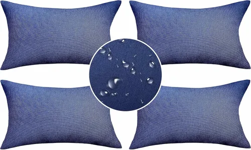Miniatura 30 de Demetex Fundas de almohada de exterior de 16 x 16 pulgadas, impermeables, fundas de almohada decorativas de lino para sala de estar, balcón, jardín