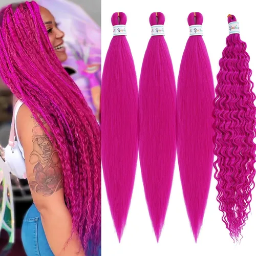 Miniatura 45 de Cabello para trenzar rizado ondulado negro 1B preestirado de onda oceánica profunda de ganchillo bohemio para trenzar de 16 pulgadas, 2 paquetes
