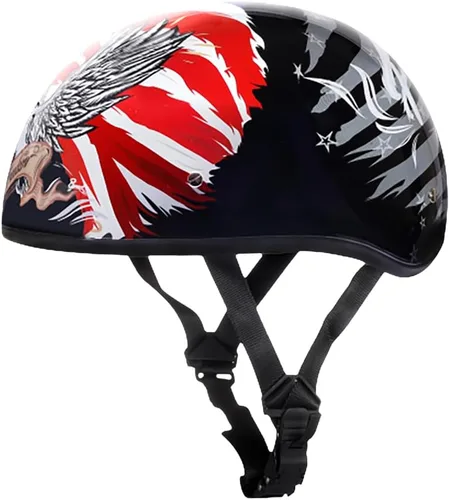 Miniatura 27 de Daytona Helmets - Medio casco de motocicleta con diseño de calavera y huesos cruzados – Aprobado DOT [Gráficos]