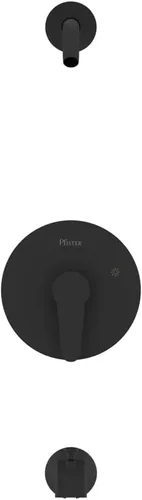Miniatura 4 de Pfister Pfirst - Kit moderno de molduras para bañera y ducha, 1 mango, acabado negro mate, sin válvula de cabezal de ducha, no incluida, instalación