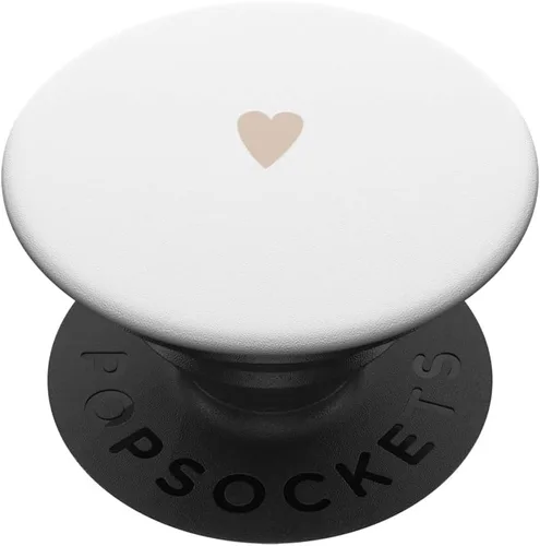 Arena/Beige/Bronceado Corazón Dibujado a Mano Minimalista Amor PopSockets Adhesivo PopGrip