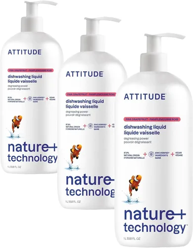 Miniatura 22 de ATTITUDE Jabón para Platos, Verificado por EWG, Líquido para Lavar Platos a Base de Plantas y Vegano, De Origen Natural, Aroma a Ralladura