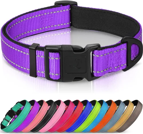 Miniatura 7 de Joytale - Collar reflectante para perro, collar de nailon transpirable con acolchado de neopreno suave para mascotas, ajustable para perros Verde