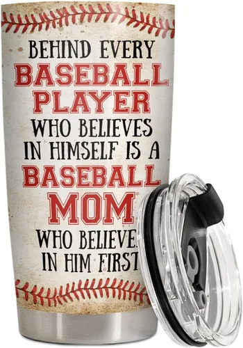 Miniatura 3 de 34HD Regalos del Día de la Madre para Mamá, Vaso Térmico de Mamá Beisbolista con Tapa, Taza de Café de Béisbol de 20oz con Aislamiento al Vacío Mamá