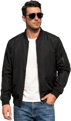 Chaqueta bomber ligera para hombre, cortavientos, resistente al agua y transpirable con 4 bolsillos