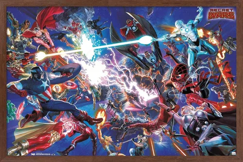 Miniatura 10 de Trends International Marvel Comics Secrets Wars - Póster de pared de batalla de 14.725 x 22.375 pulgadas, versión enmarcada de madera de granero