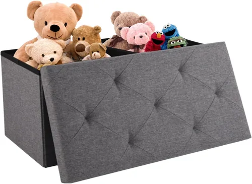 Miniatura 7 de NEWBULIG Banco Otomán de Almacenamiento Plegable de 30 Pulgadas con Asiento Acolchado para Dormitorio, Taburetes Reposapiés Pequeños al Final