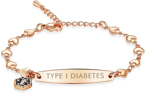 Miniatura 34 de mnmoom Pulseras de alerta médica para mujeres 6.5-8 pulgadas ajustables corazón links pulseras médicas con grabado