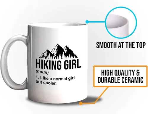 Miniatura 5 de Taza de café de senderismo de 11 oz color blanco – Senderismo Chica – Senderismo Backpacker Backpacker Mountain Boardwalks Mochilero Camping