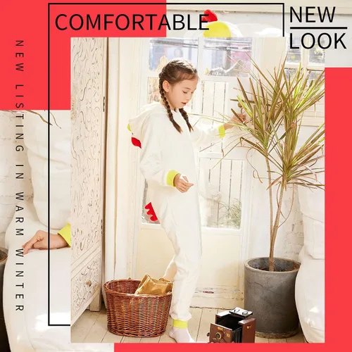 Miniatura 3 de COSUSKET Pijama de franela de pollo para niños, ajuste cómodo, pijama para niñas