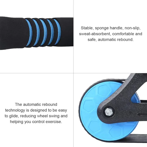 Miniatura 2 de Springback Wheels - Rodillo para ejercitador abdominal azul silencioso, equipo de fitness para gimnasio en casa, entrenamiento de fuerza de núcleo