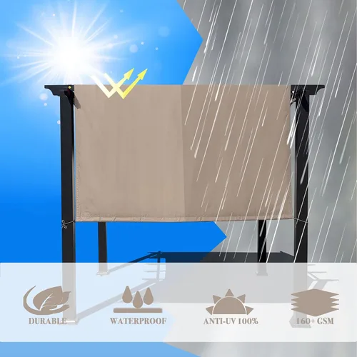 Miniatura 9 de Alion Home Toldo universal impermeable para pérgola – Toldo de repuesto para pérgola – Cubierta de sombra ajustable para exteriores con varillas