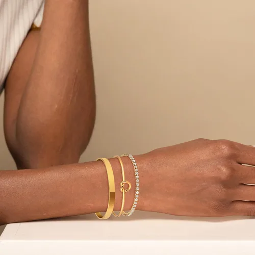 Miniatura 3 de AOZEL 14K Gold Plated Bangle Cuff Bracelets Set for Women Trendy Gold Bracelet Stack for Women Gold Bracelet Set Jewelry Gifts for Her